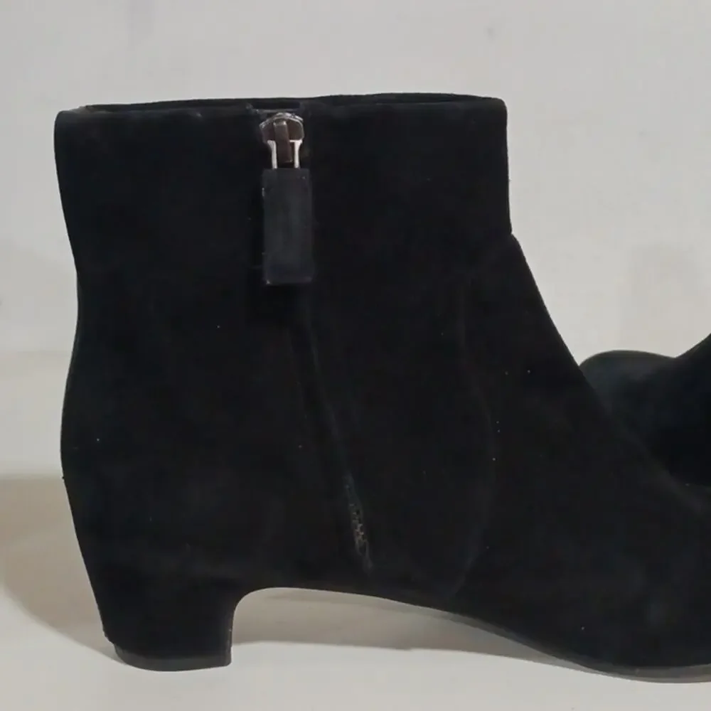 Eileen Fisher Prim Black Tumbled Nubuck Leather Booties Womans 7.5